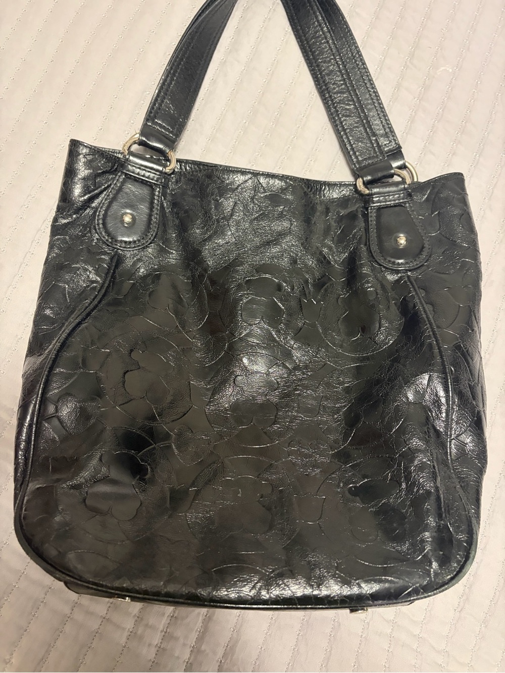 Tous Black Floral-Embossed Shoulder Bag